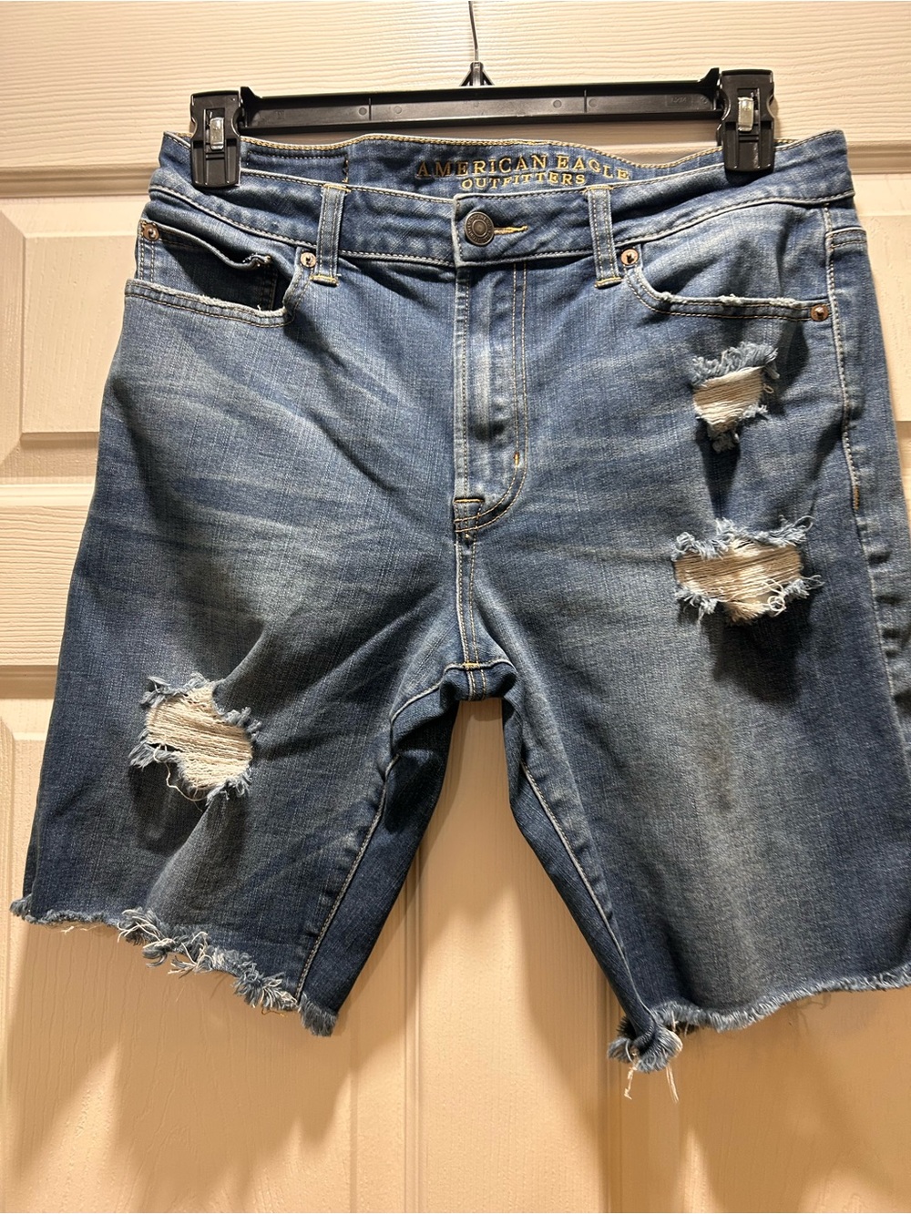 American Eagle Outfitters Men's Blue Distressed Jean Shorts